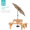 Best Choice Products 6-Person Circular Outdoor Wooden Picnic Table w/ 3 Built-In Benches, Umbrella Hole